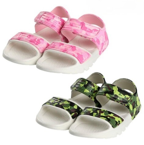 【Nishimatsuya】Kids Camouflage Dual-Strap Lightweight Beach Sandals (Pink / Army Green) (13cm)