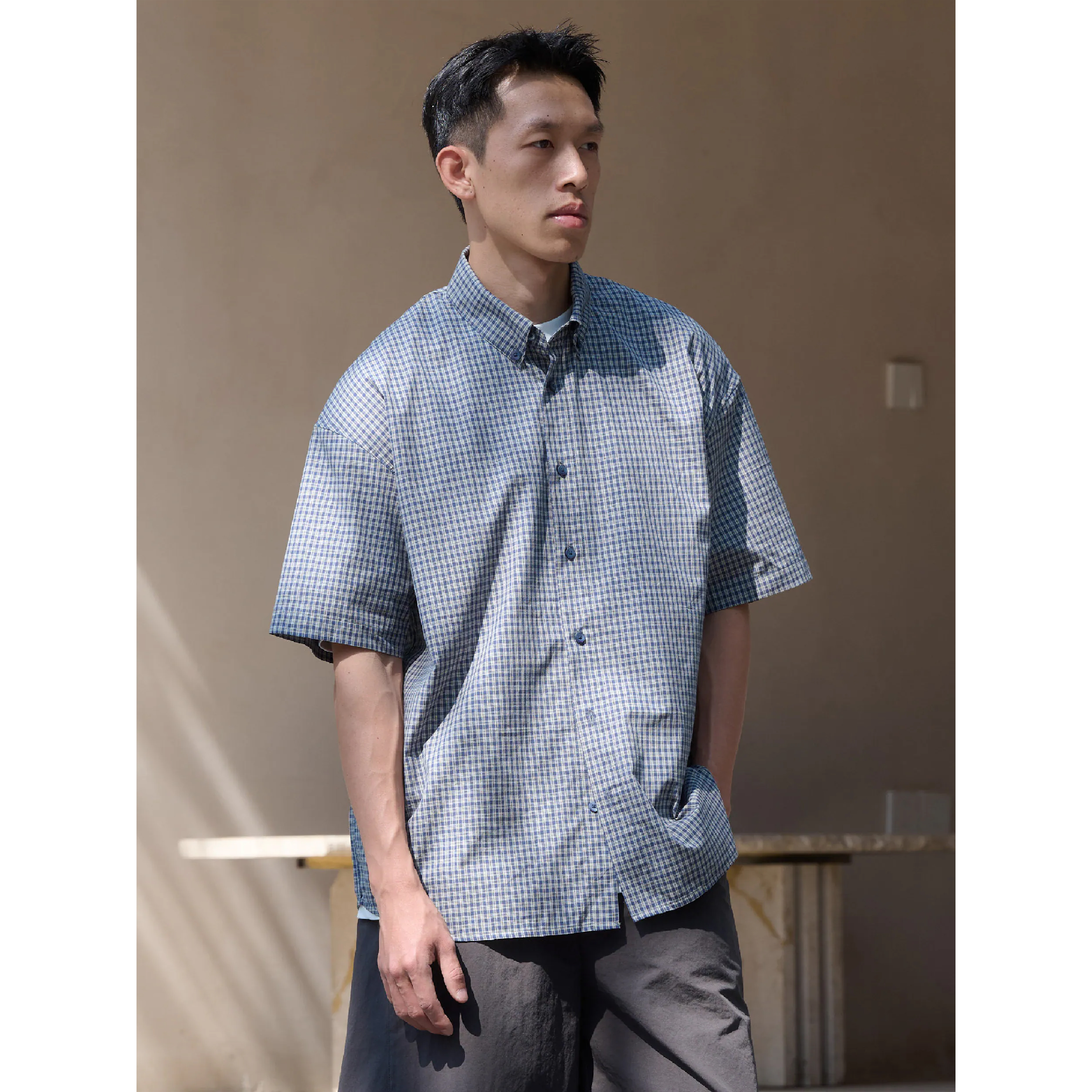 BOHRHOO Gingham Shirts 細格紋 短袖襯衫 [BH1146]
