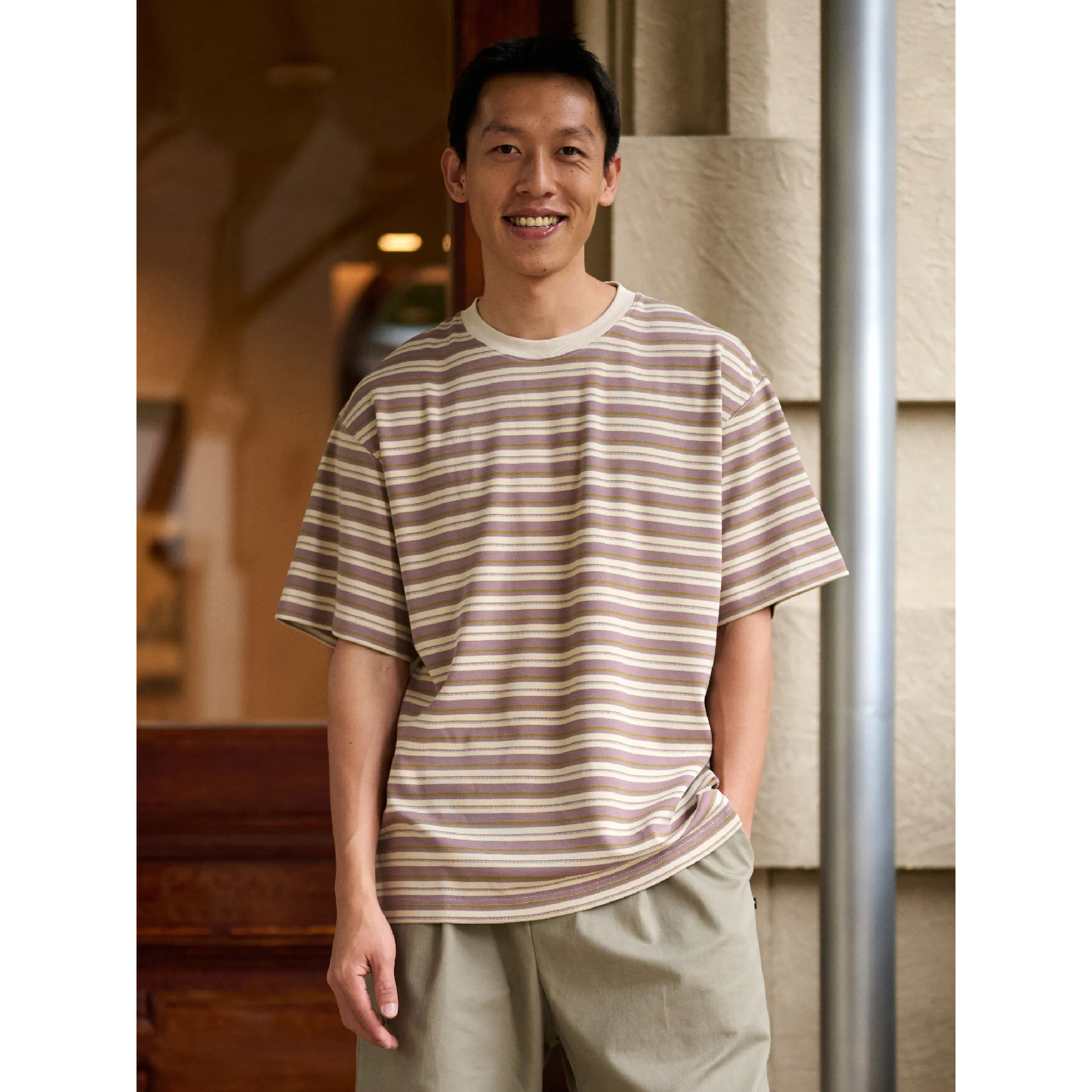 BOHRHOO Multi Stripe Tee 寬鬆 條紋短Tee [BH1156]