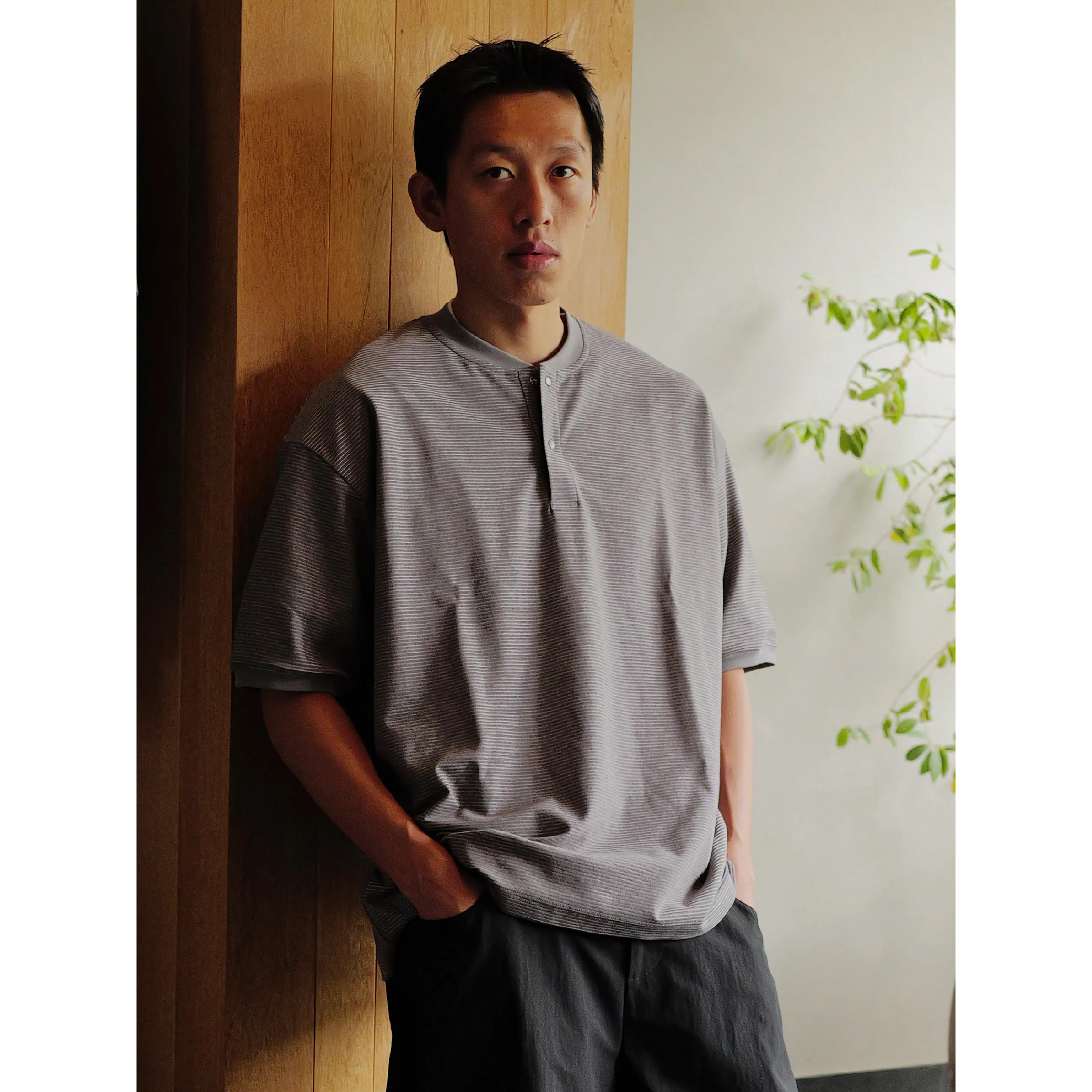 BOHRHOO Texture Henley tee 肌理條紋 亨利領短袖Tee [BH1166]