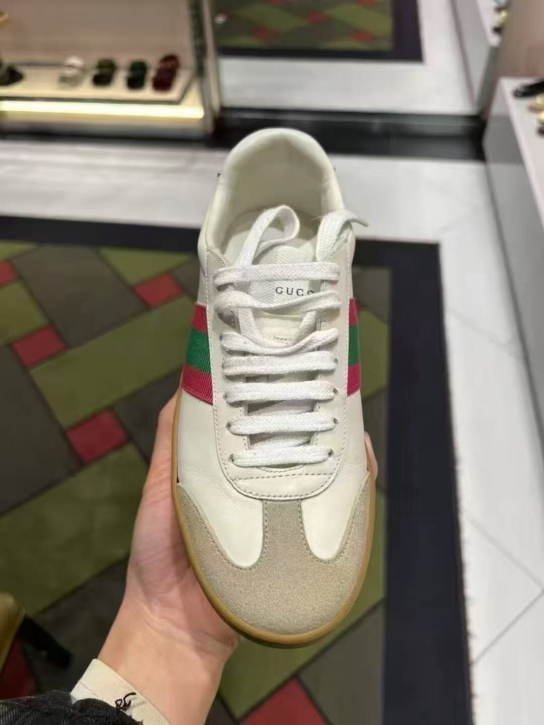 【預購】Gucci S082503 G74 Web 復古皮革休閒運動鞋