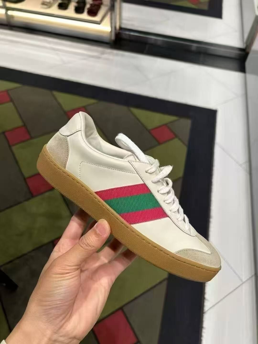 【預購】Gucci S082503 G74 Web 復古皮革休閒運動鞋