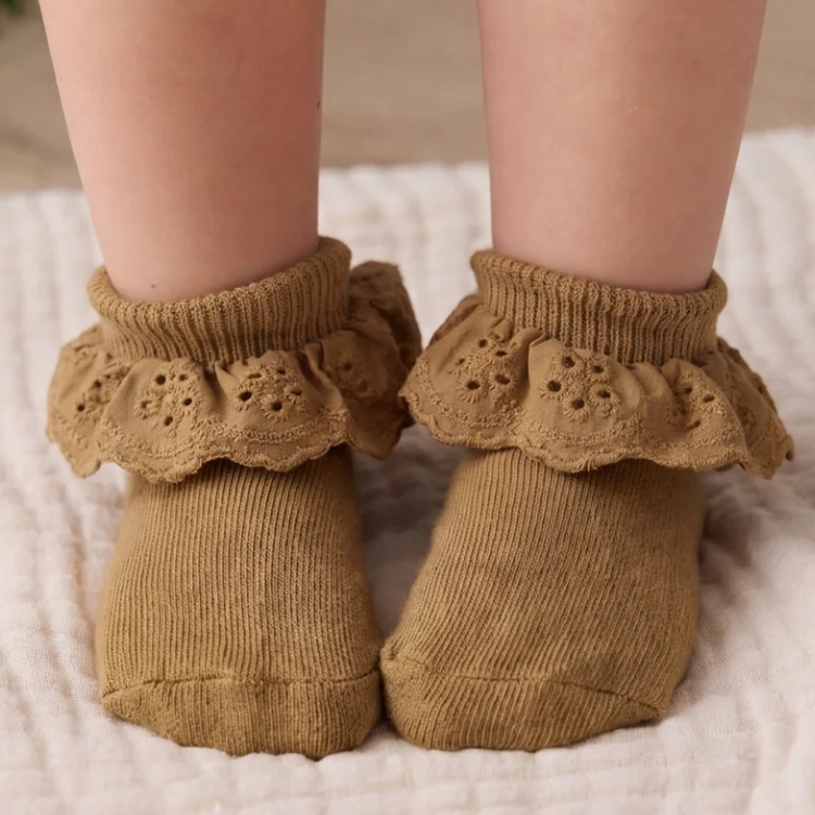 （預購）JAMIEKAY 荷葉邊短襪 Frill Ankle Sock - Antique Bronze