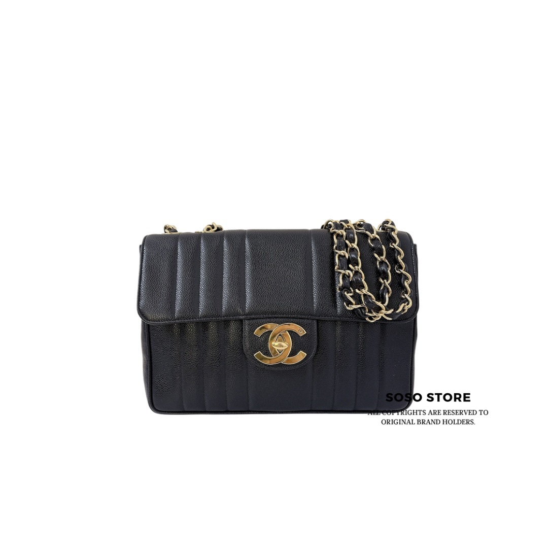 Chanel Mademoiselle Classic Flap Jumbo- Black / GHW