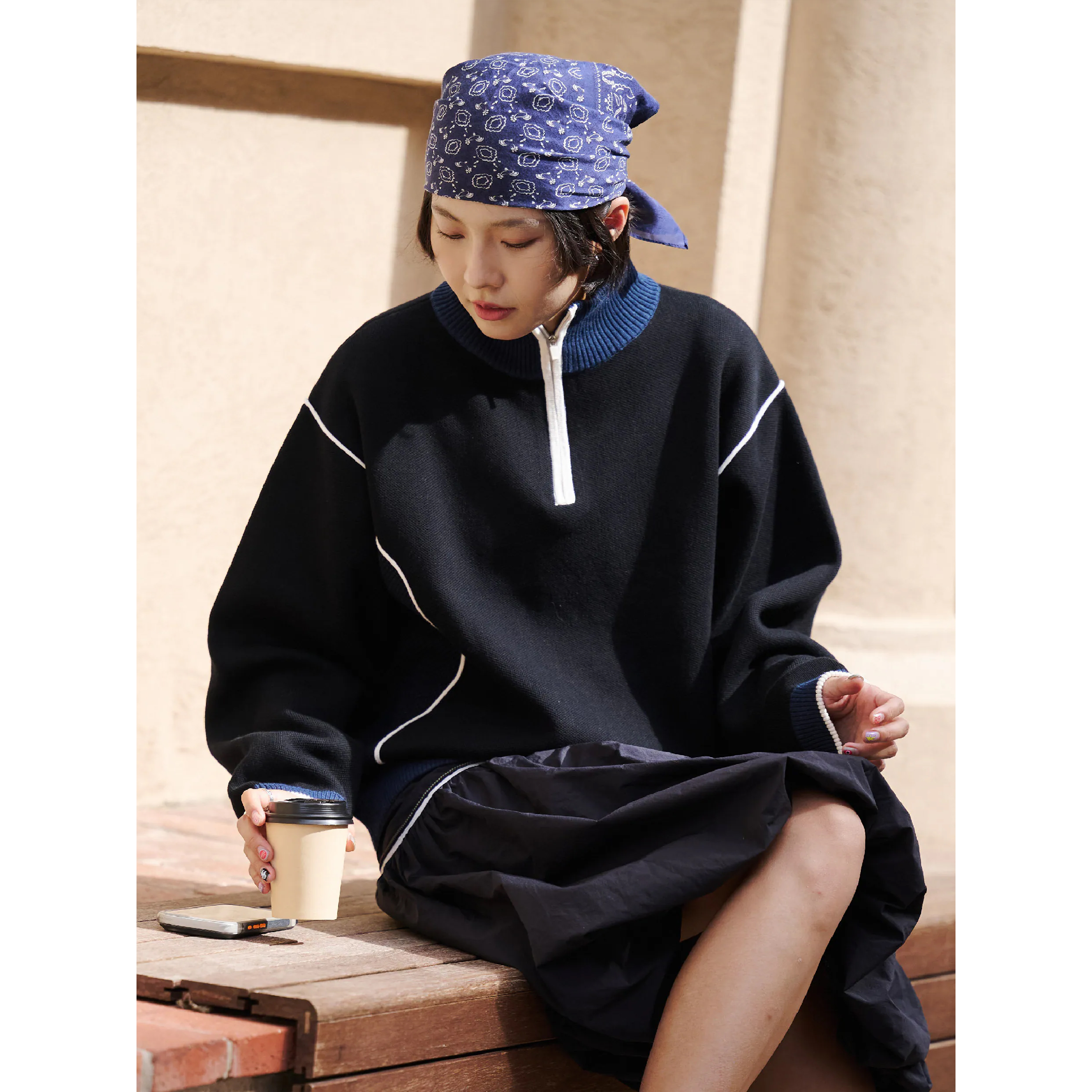 BOHRHOO Knit Quarter Zip Shirt 毛織半拉鍊 長袖上衣 [BH1087]