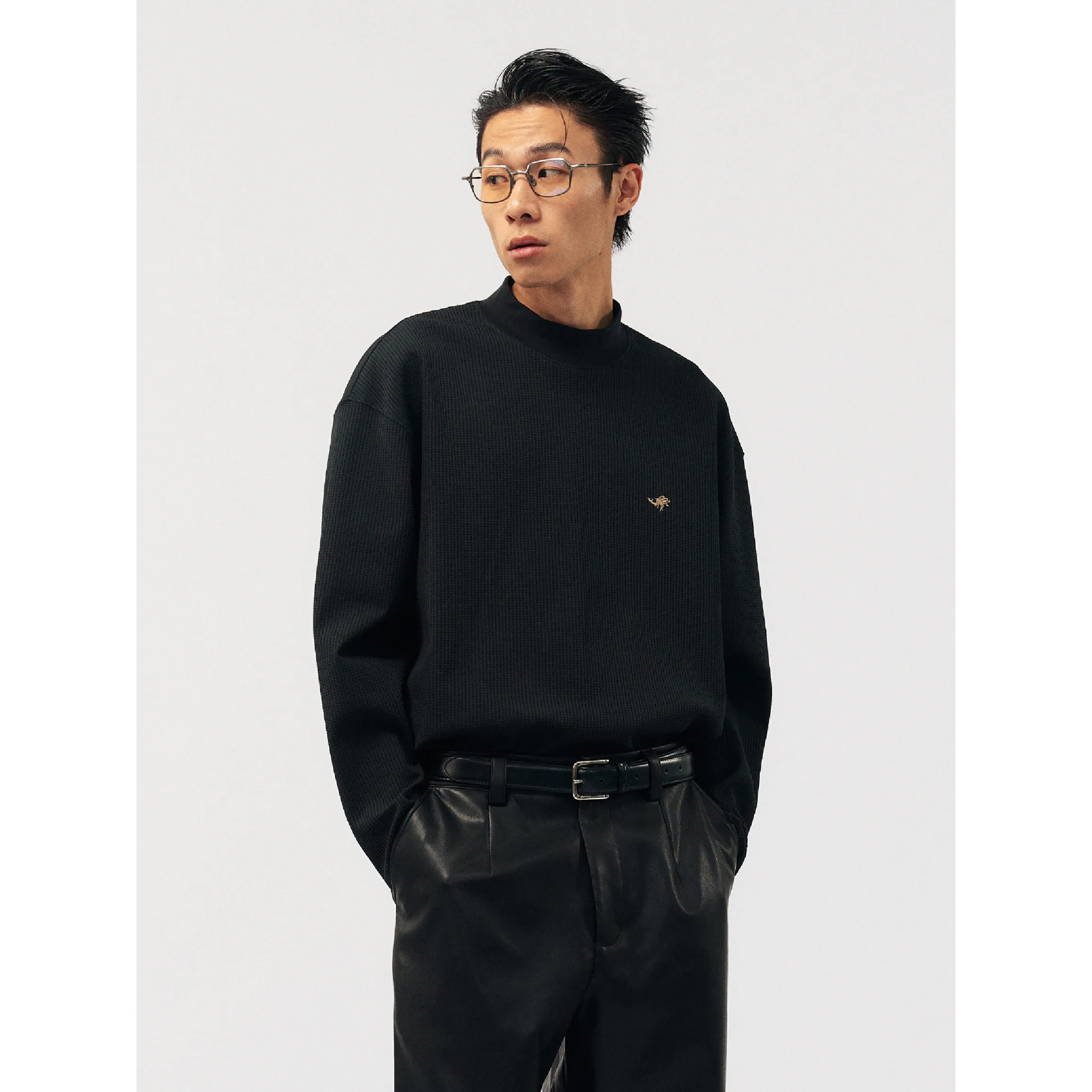 BOHRHOO Stand Up Collar Waffle 立領 華夫格長袖Tee [BH1064]