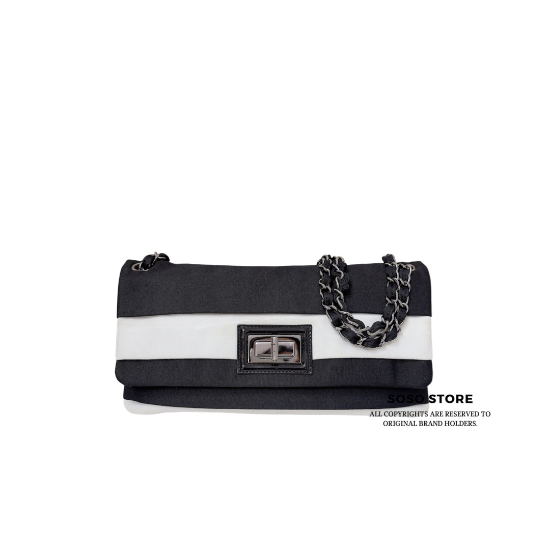 Chanel 2.55 Reissue Flap Bag- Black and White / SHW