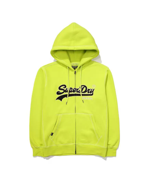 【現貨瑕疵貨品】Superdry 兩穿連帽拉鏈外套 熒光黃, L (HC0315)