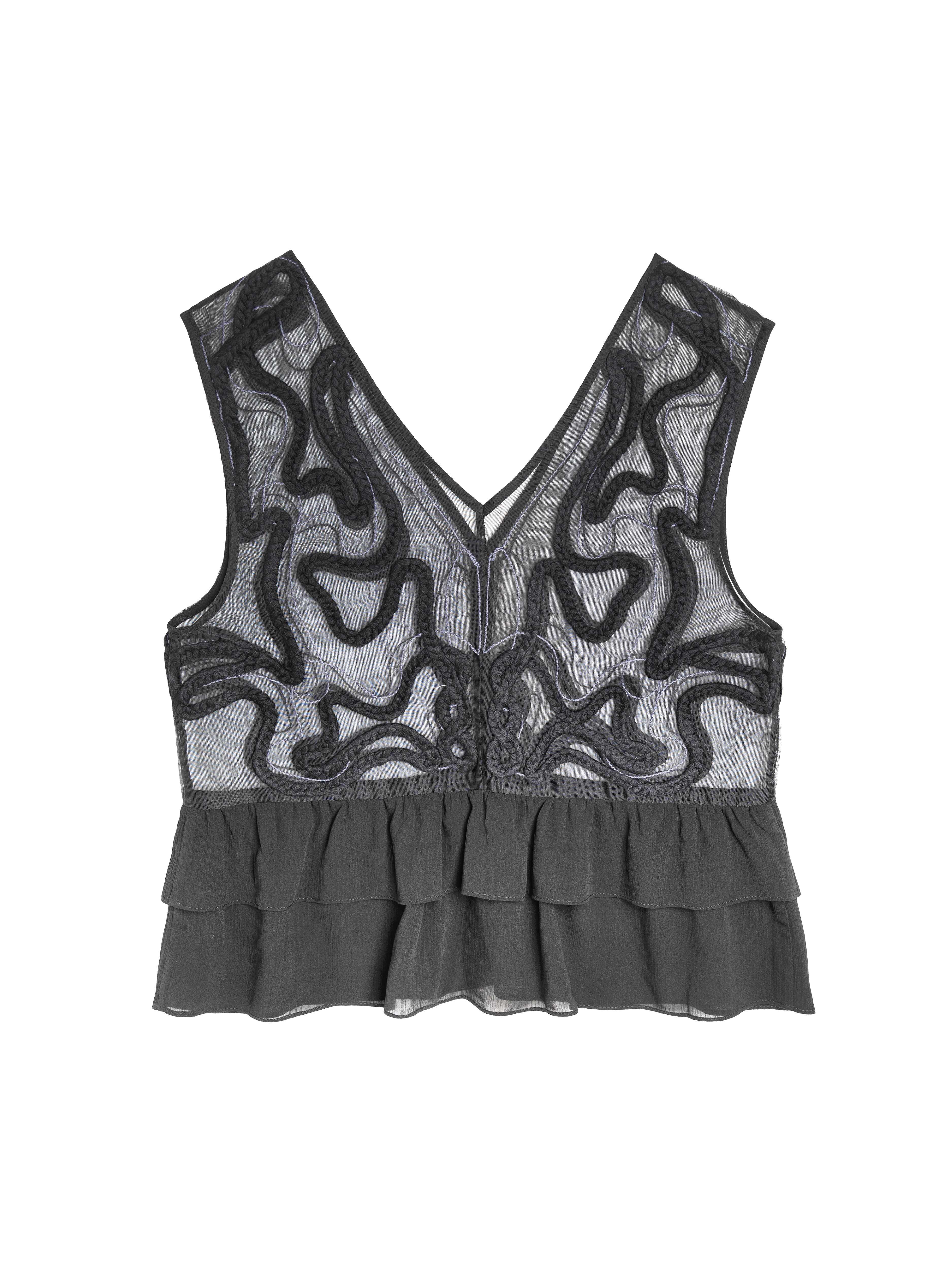 2 Ways Embroidery Ruffle Vest - 26WDT263U