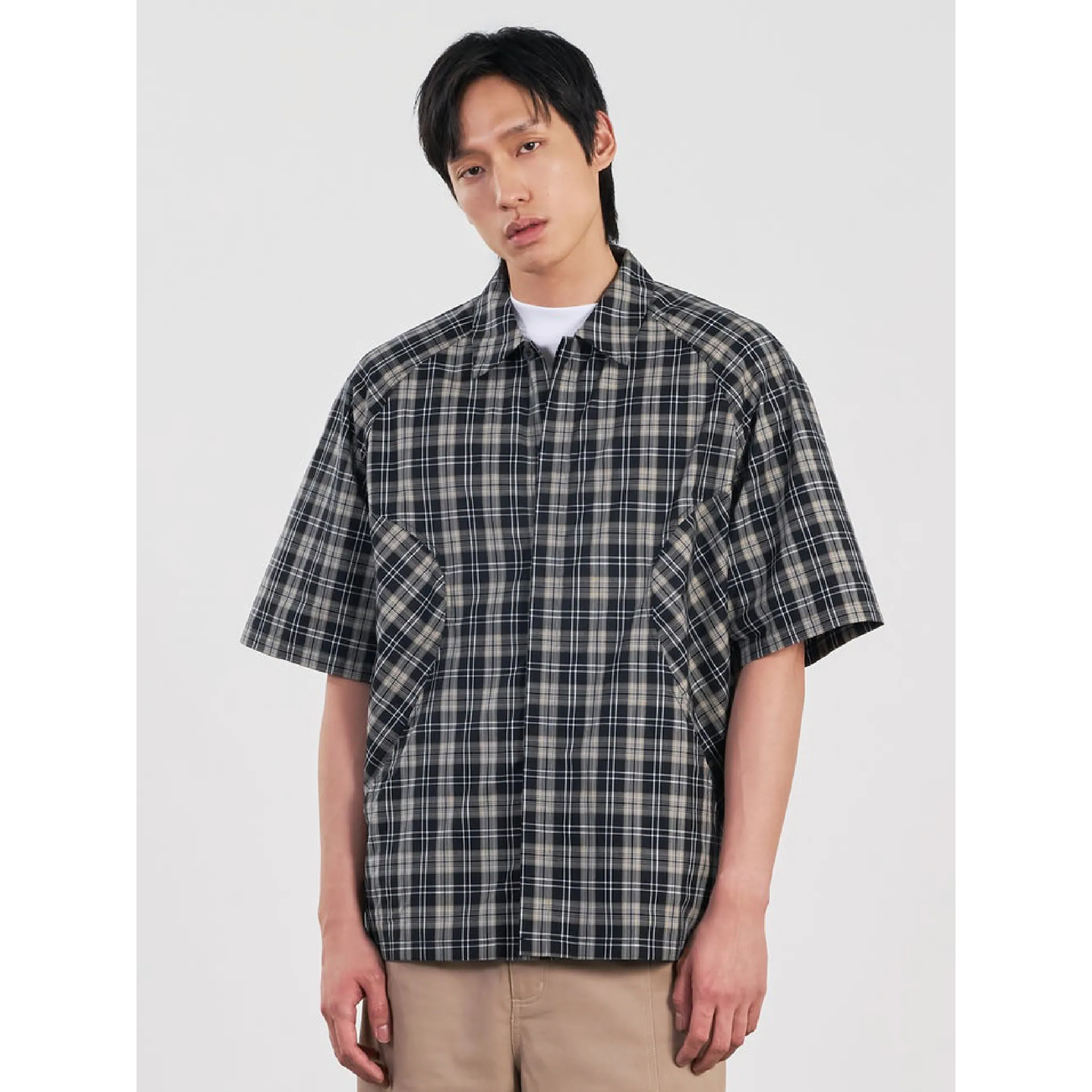 CHOIR Panel Shirt 弧形剪裁格紋襯衫 [PS01]