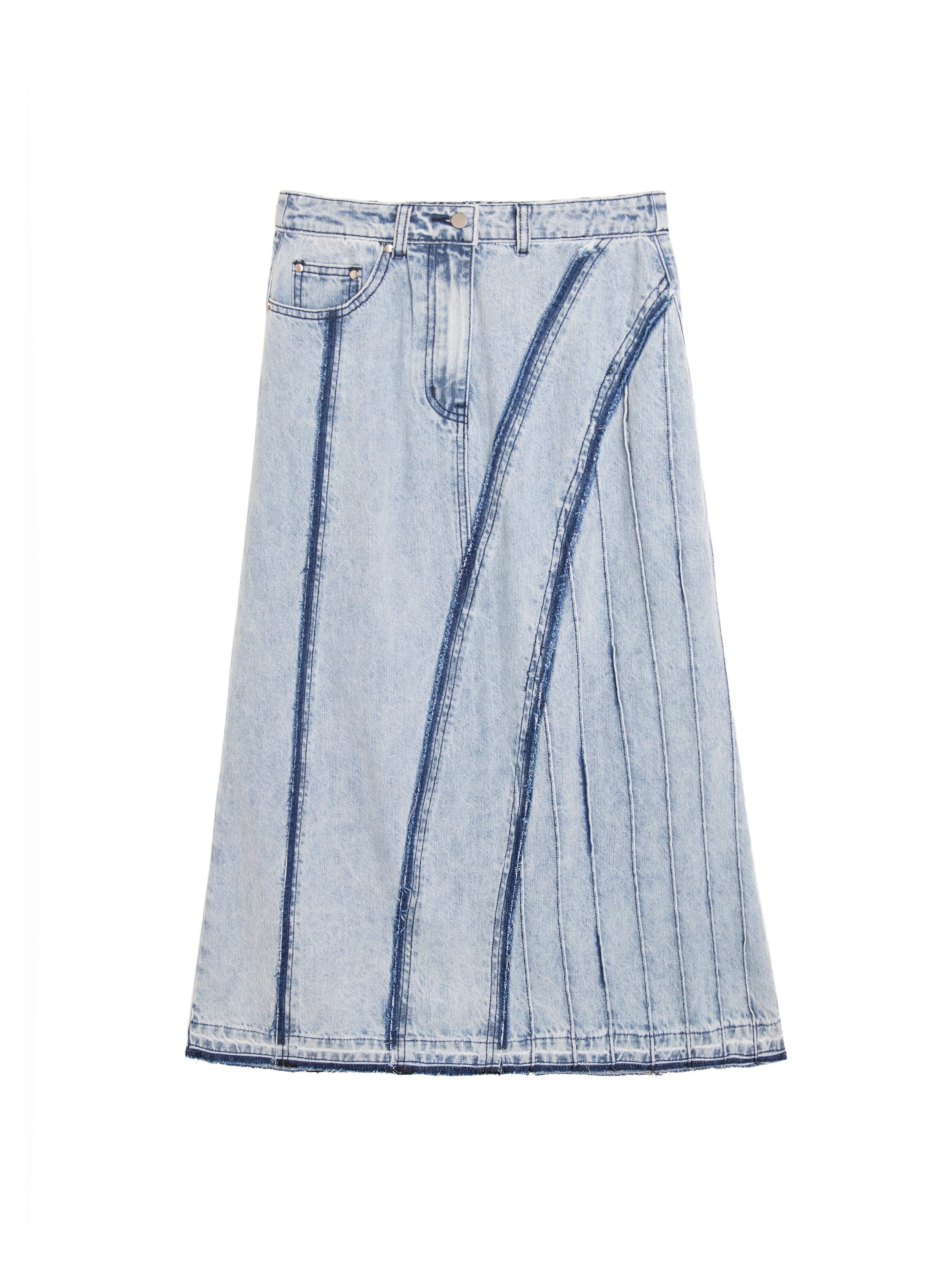 Pin-tuck Washed Denim Skirt - 26WRK040Q