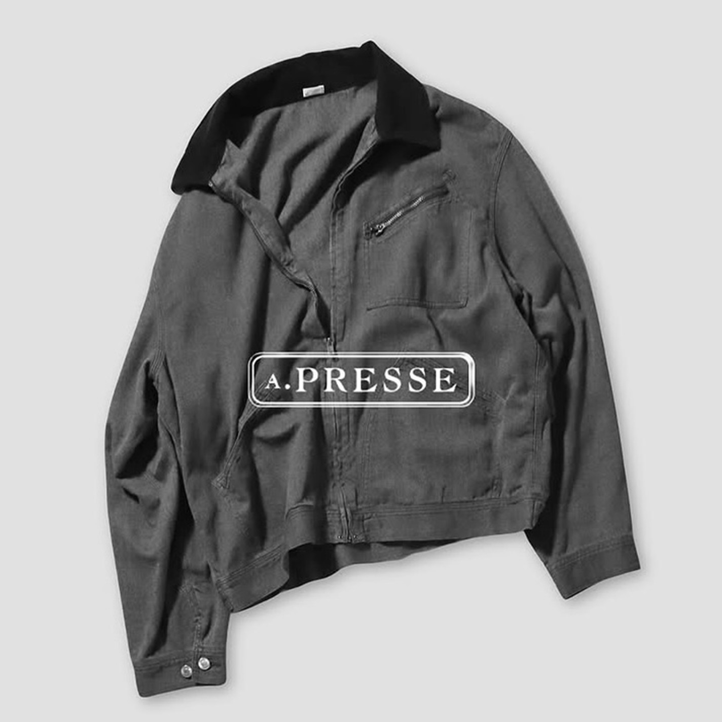 A.PRESSE 2026 A/W VINTAGE BLACK CHAMBRAY WORK JACKET (26AAP-01-60) - PRE ORDER ITEM (預訂中)