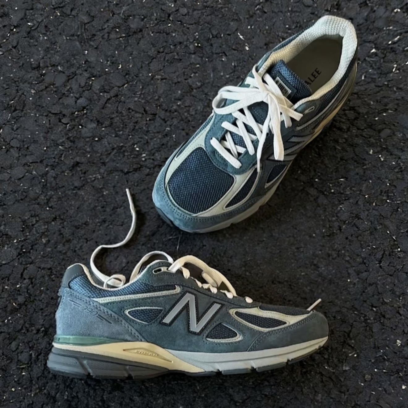 NEW BALANCE X AURALEE 990V4 灰藍 麂皮 網眼拼接 休閒 運動 U990AL4