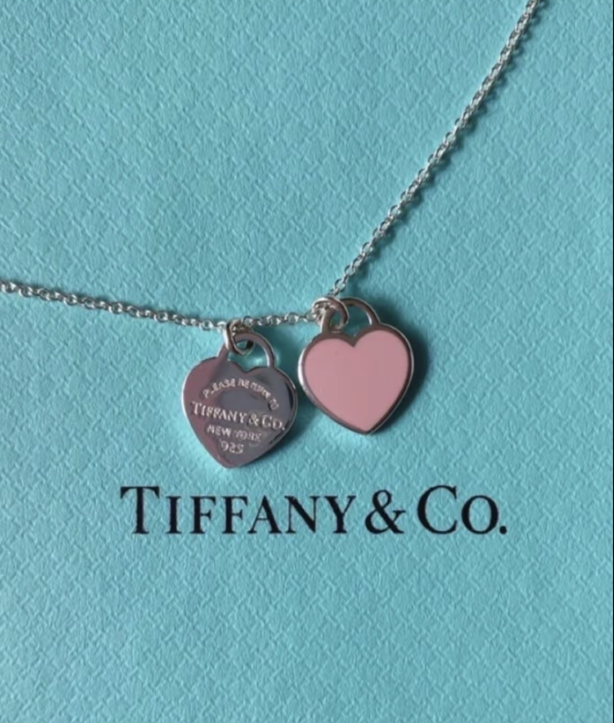 Tiffany & Co. Return to Tiffany 粉色雙心鎖骨鏈
