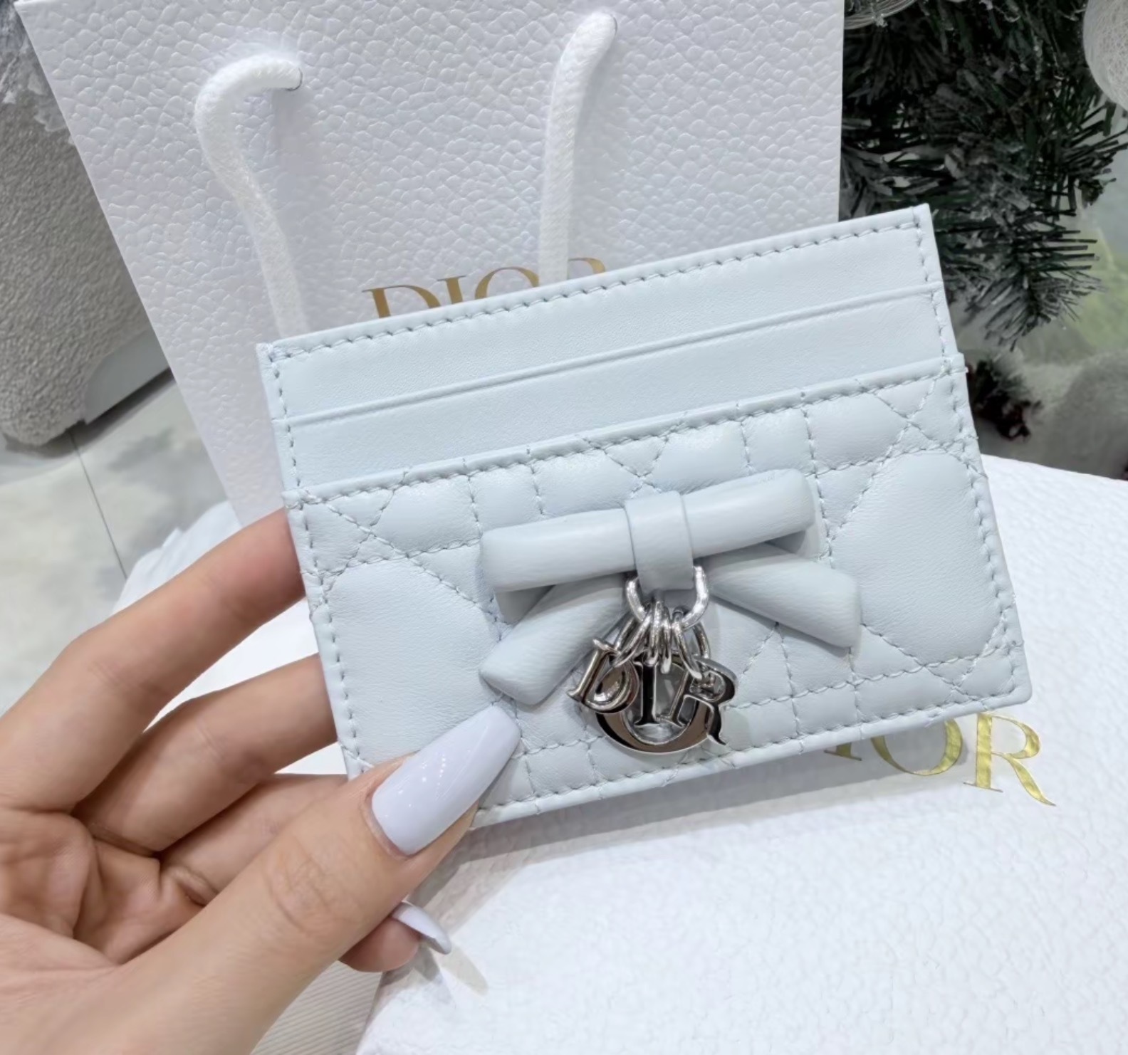 Dior Lady Dior Freesia Card Holder 卡片套冰藍色羊皮