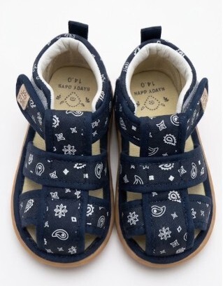 【Nishimatsuya】Kids Paisley Squeaky Summer Sandals (Navy) (14cm)