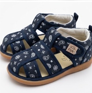 【Nishimatsuya】Kids Paisley Squeaky Summer Sandals (Navy) (14cm)