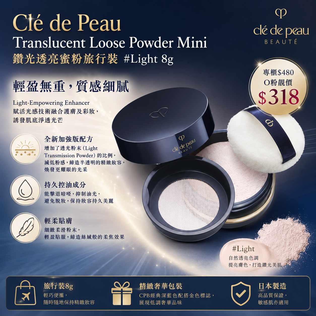 【UB10123】 Clé de Peau Translucent Loose Powder Mini 鑽光透亮蜜粉旅行裝 #Light 8g