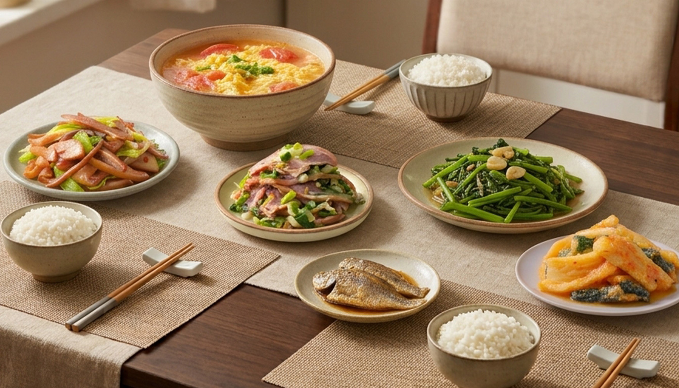協發行泡菜的老饕蒜苗豬與黃金鴨掌、開燻蒜苗鴨-居家餐桌搭配情境