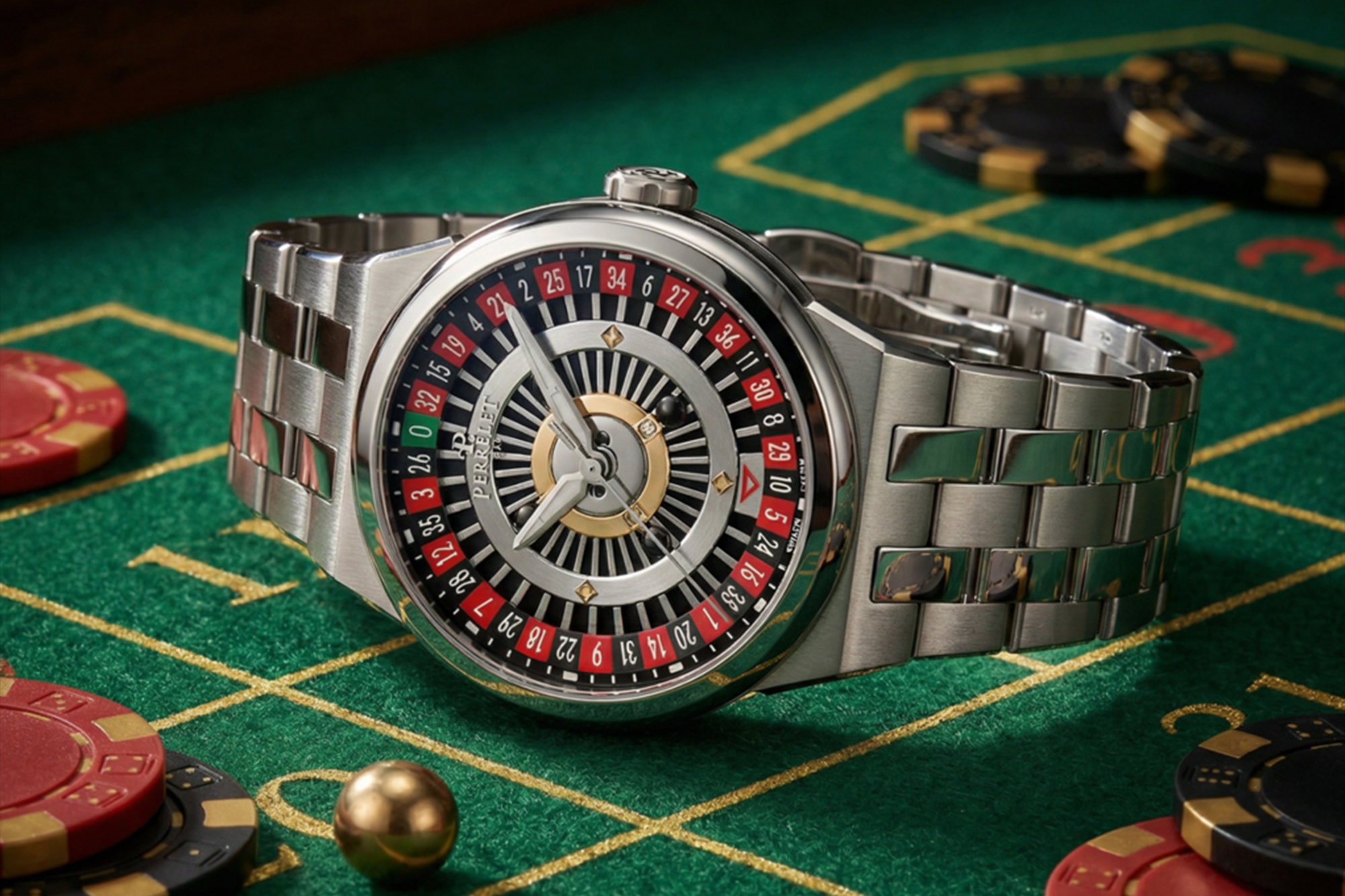 Perrelet,沛力錶,A4066/S3,TURBINE CASINO ROULETTE,旋風限量系列,鈦金屬錶殼,輪盤面盤,輪盤賭輪,turbine,cosc,Chronofiable