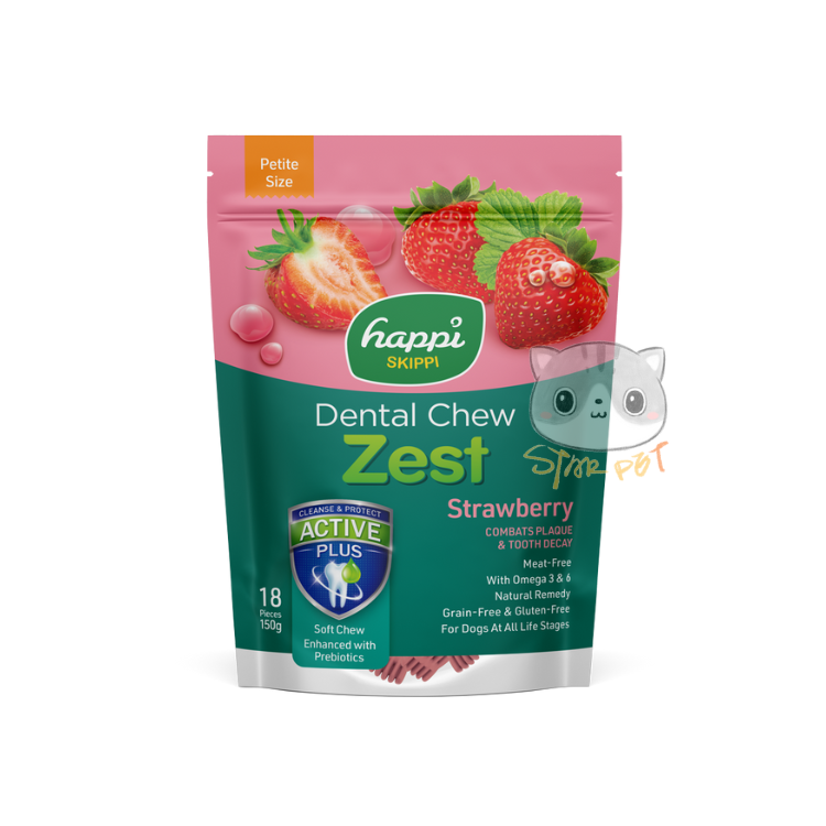 Happi Skippi Strawberry Dental Chew Zest (2.5inch) 150g (Best Before 2026/11/25)