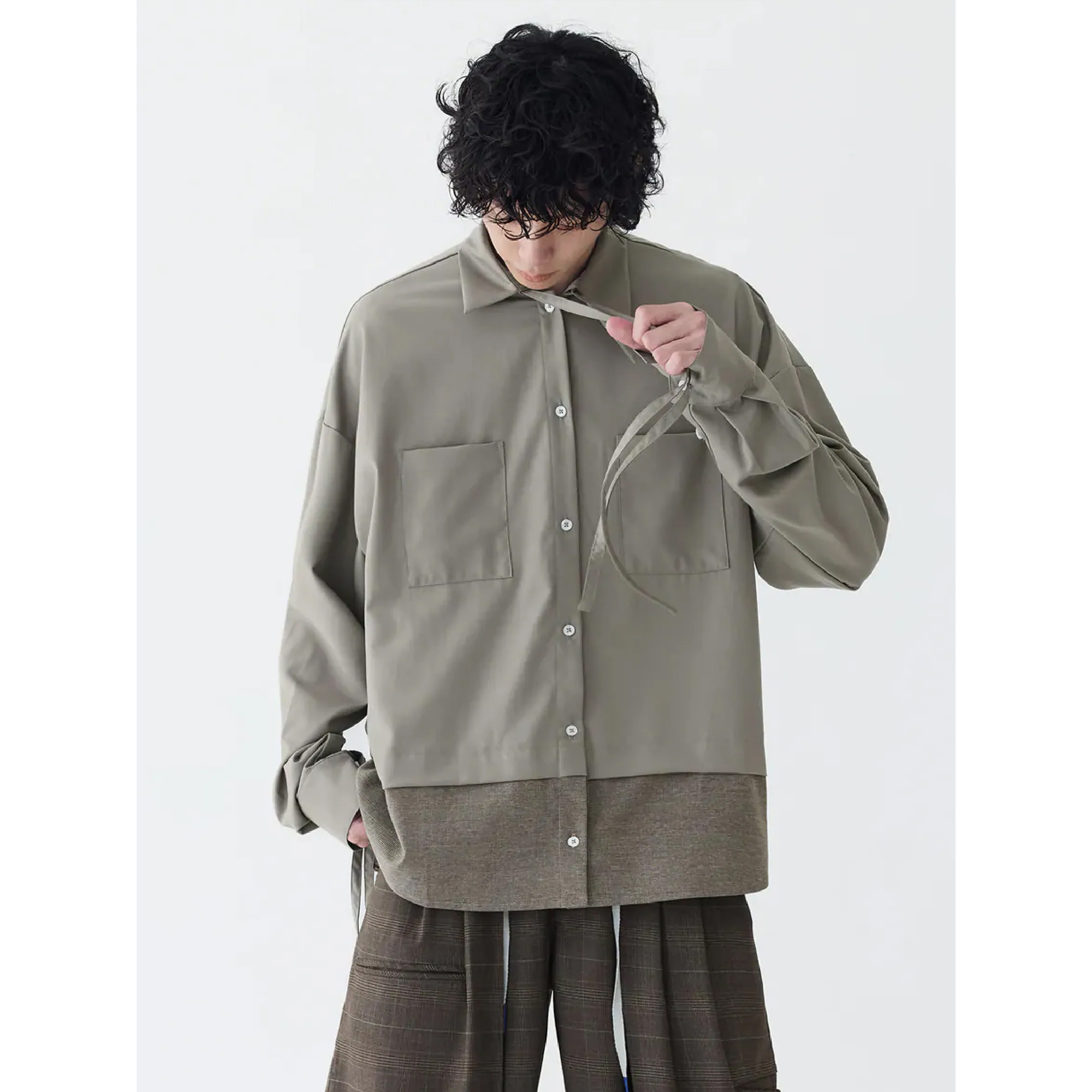 MELSIGN Loose Panel Tartan Shirt