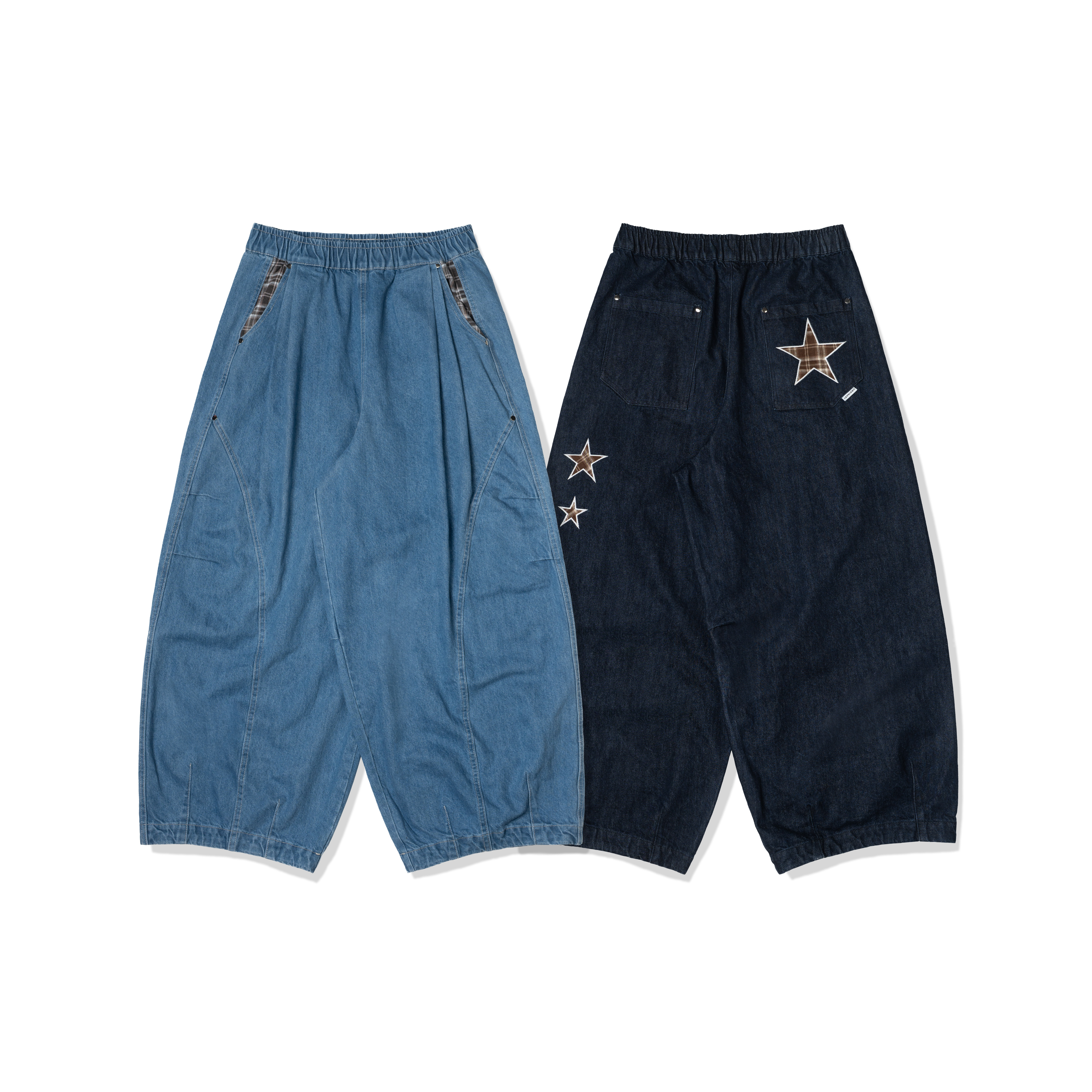 ORDINARY Plaid Star Balloon Pants 格紋星星貼布燈籠褲