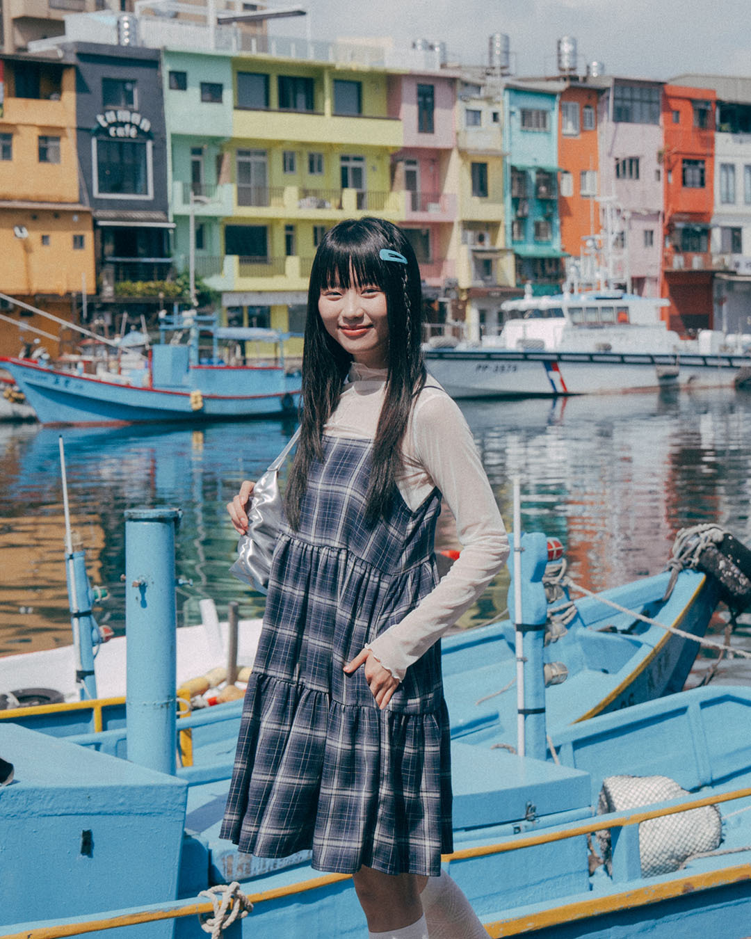 Dark Blue Plaid Tiered Mini Dress with Spaghetti Straps and Back Tie Detail【01087342】in stock+pre-order