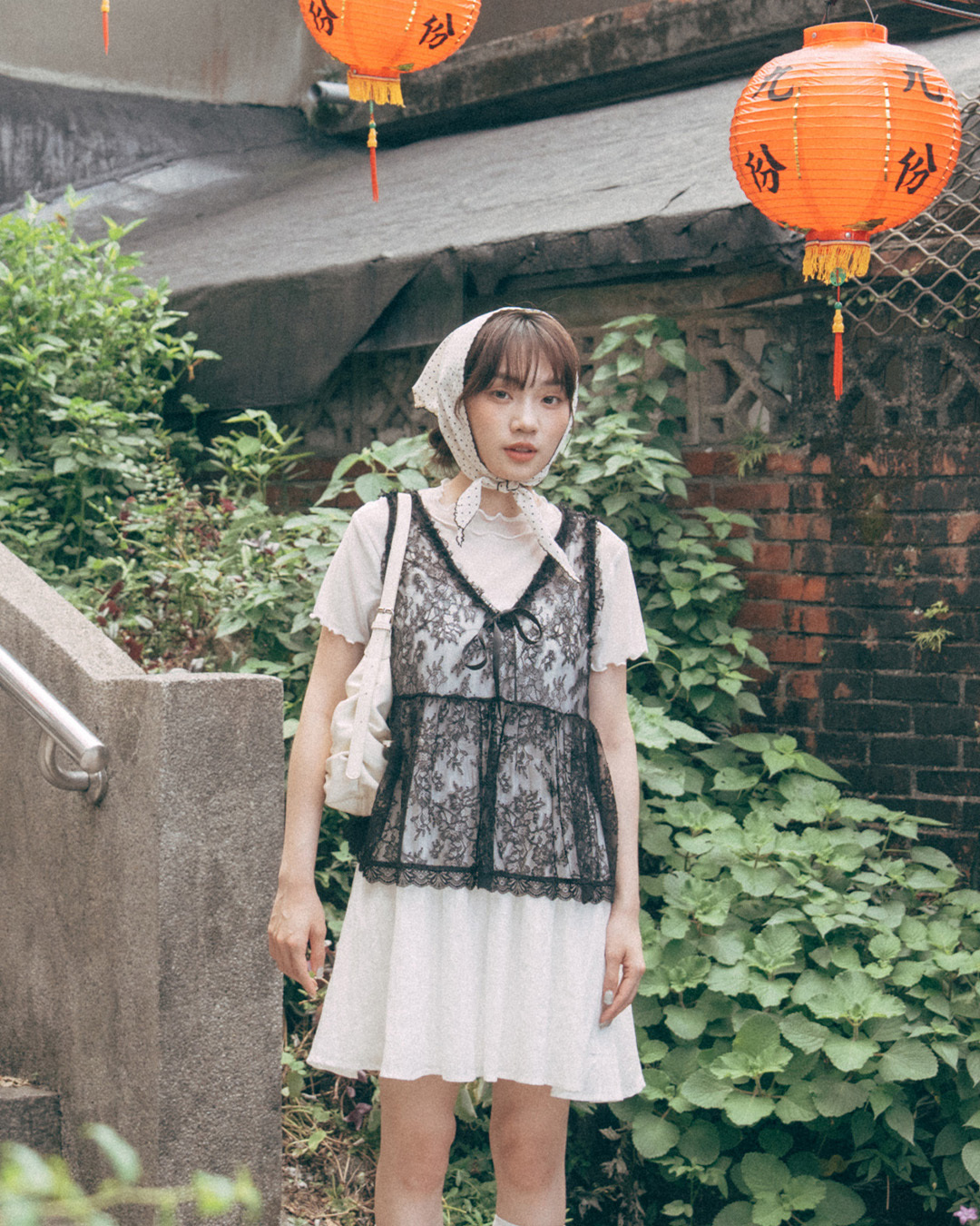 3D Ruffled Lace Bow Tie-Up Vest - Available in Two Colors【01099741】in stock+pre-order
