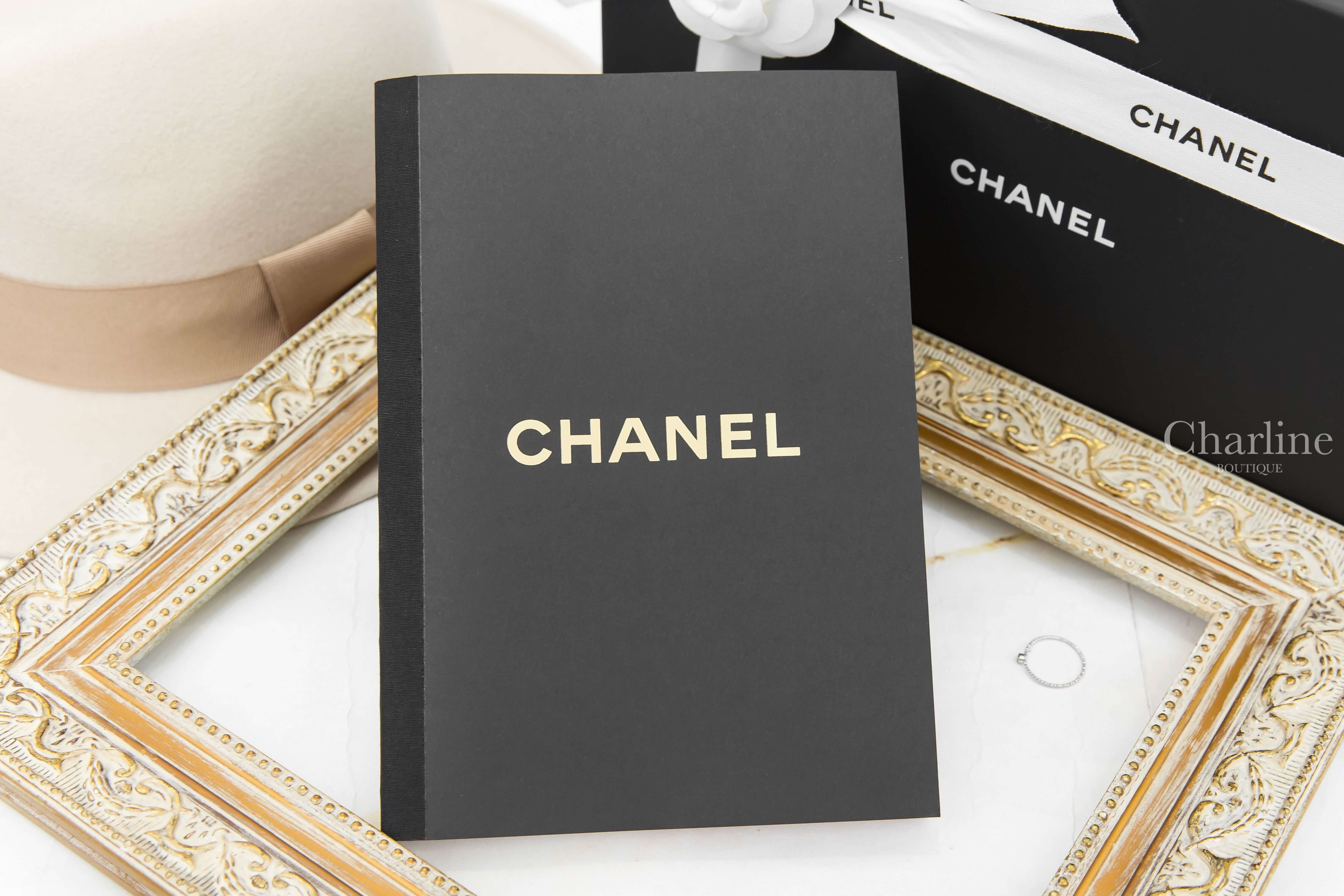 Chanel Notebook 黑色金CC荔枝菱格紋酒紅色內裡含內頁扣式筆記本-Charline Boutique 精品代購