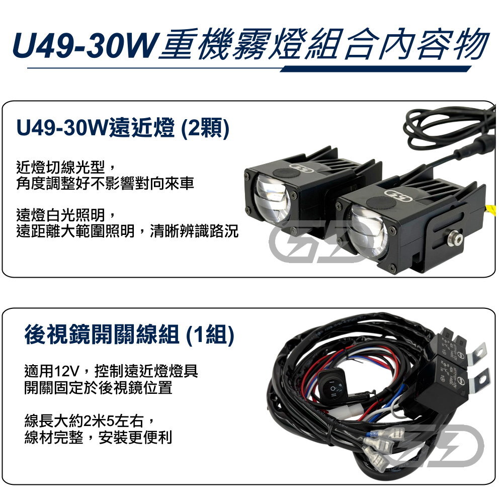 重機  LED U49-30W遠近燈 後視鏡開關組合 晶典光電