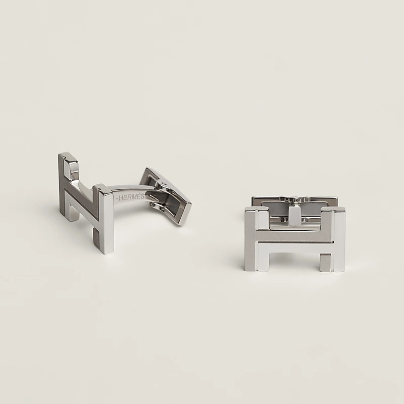 Hermes H Au Carrie cufflinks silver