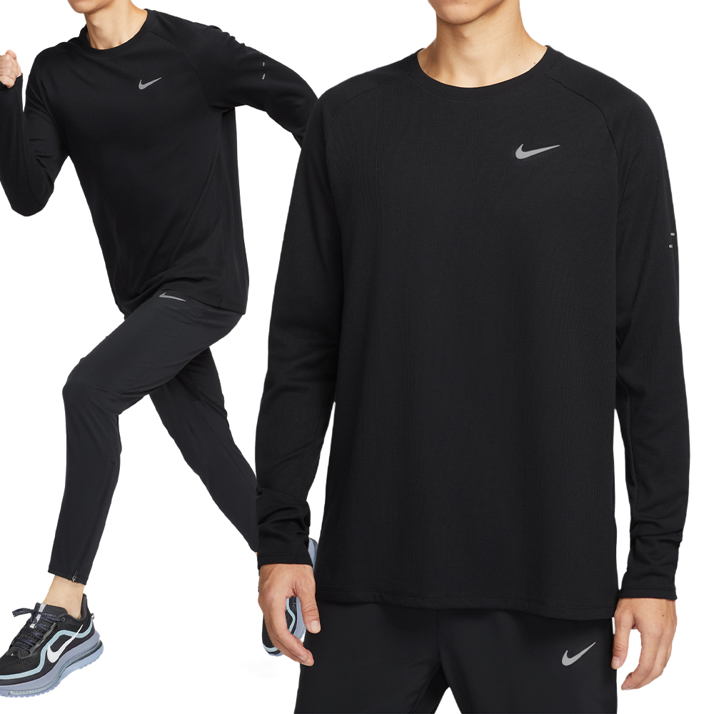Nike As M Nk Df Stride Waffle Crew 男款 黑色 快乾 運動 長袖 HV2706-010