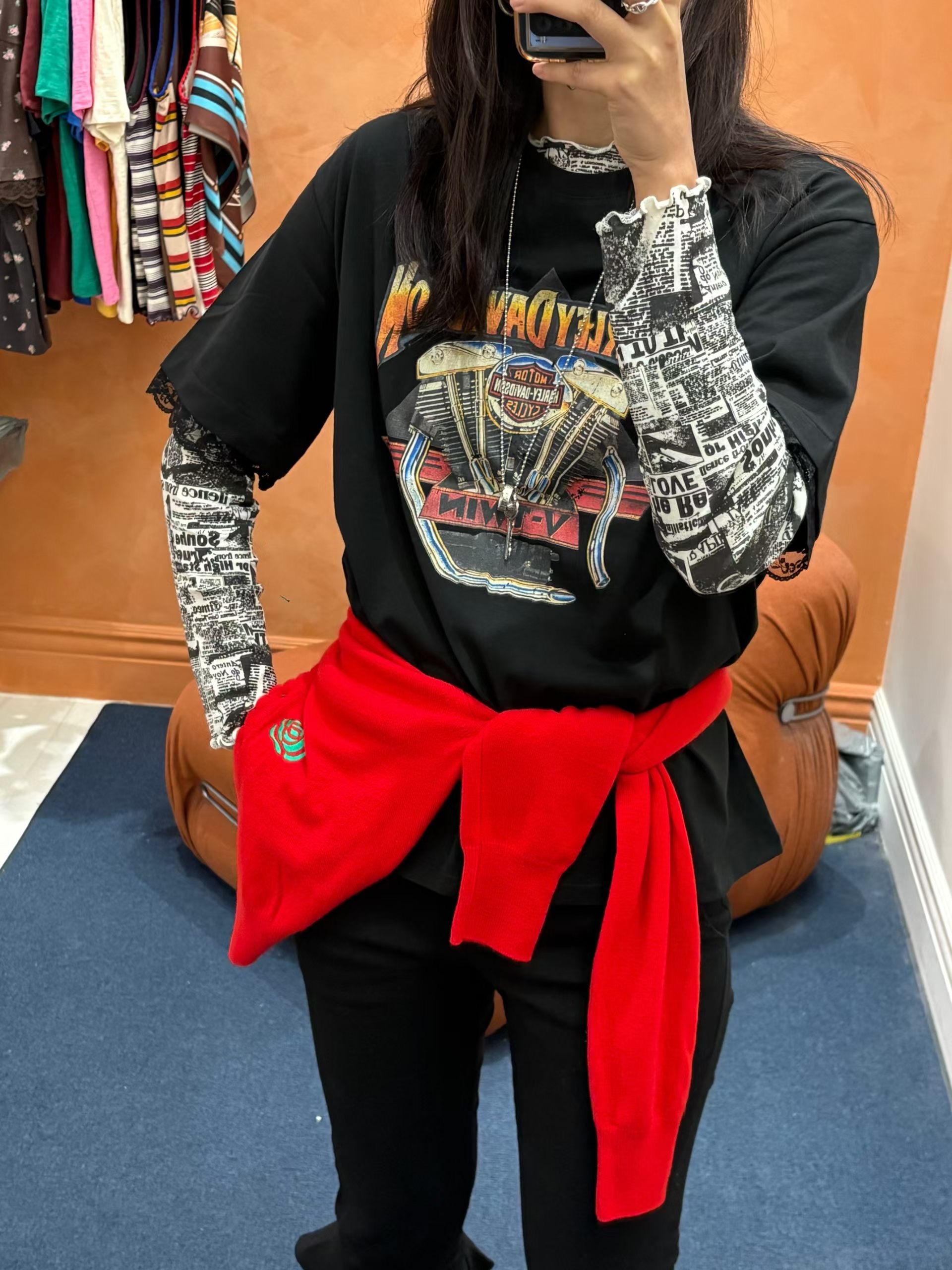 HARLEY蕾絲袖口短袖T