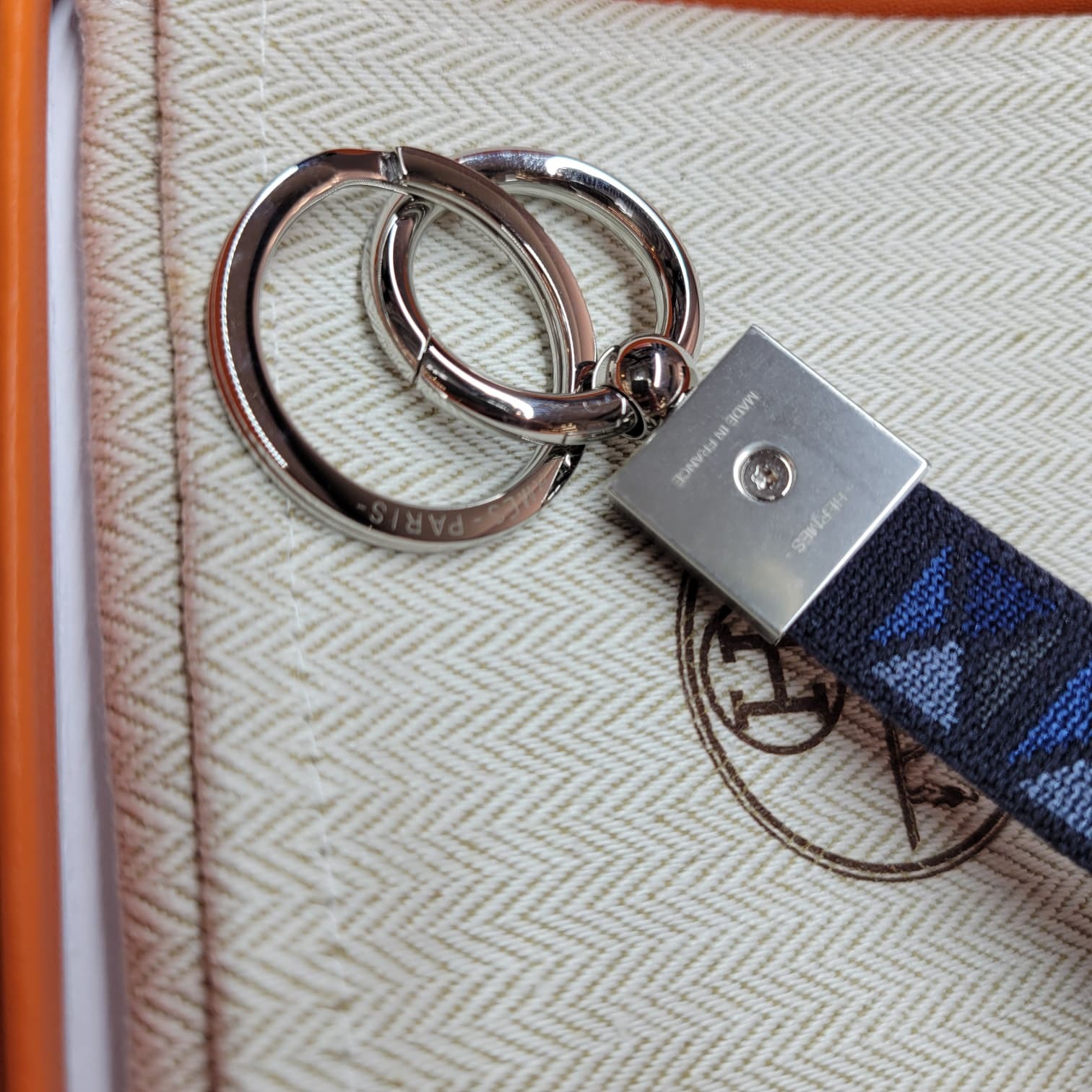 HERMES MEDOR XO LANYARD KEYRING BLEU