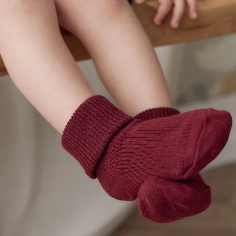 （預購）JAMIEKAY 反折羅紋襪 Classic Rib Sock - Burgundy