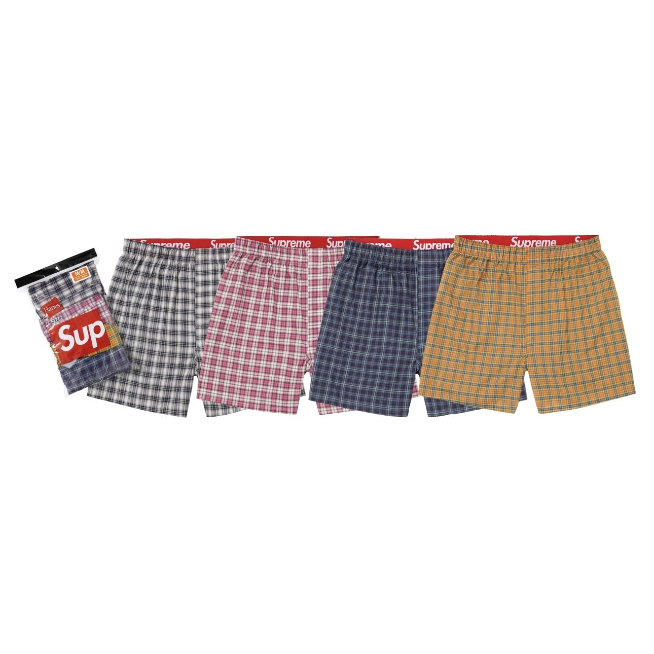 SUPREME 26FW HANES® PLAID BOXERS  輕量棉質 格紋 內褲 四件一組