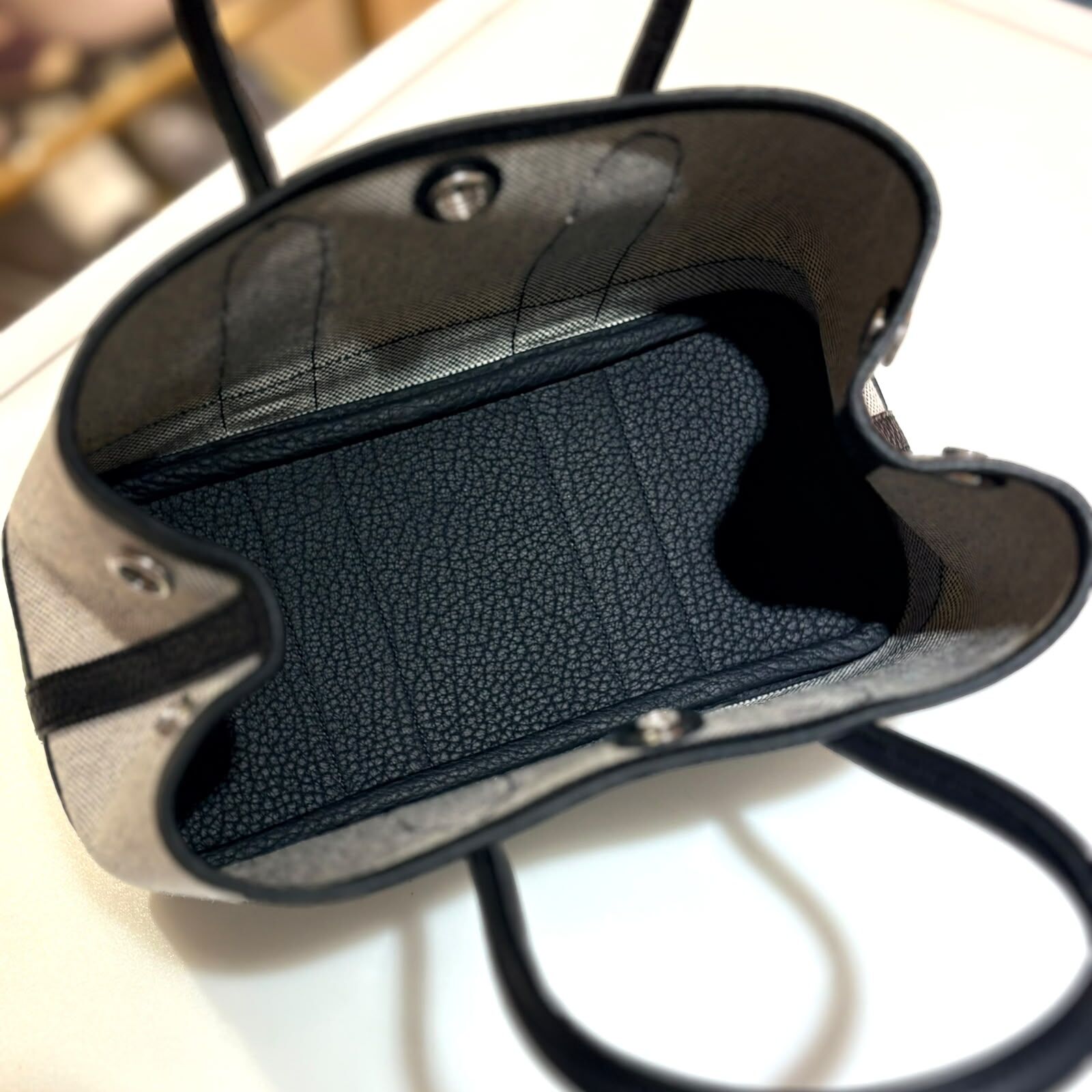 全新HERMES GARDEN PARTY 23, G刻, 黑白熊貓色, 帆布/小牛皮拼接 #BRAND NEW #MINI GP #NEO GP #香榭站正品