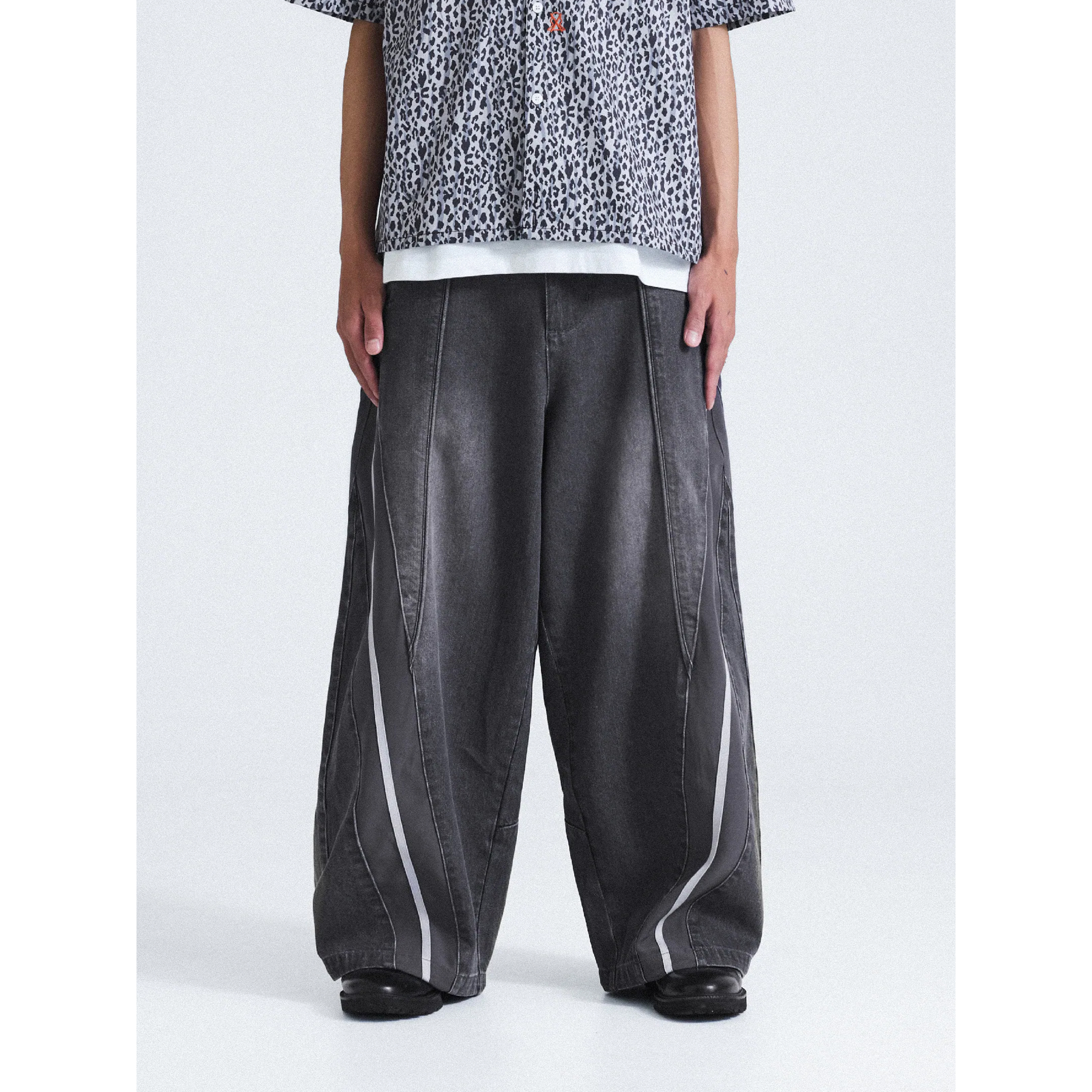 Wall Of Sound "TWIST" Wide Leg Track Pants - Denim