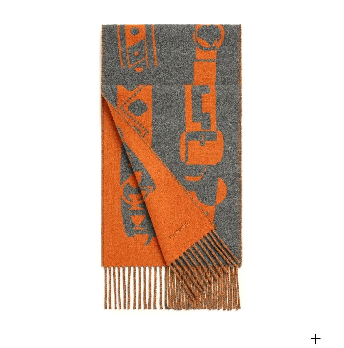 全新HERMES圍巾 25x170cm 橙灰色羊絨 H392770T 02 Colliers de Chiens scarf #BRAND NEW #香榭站正品