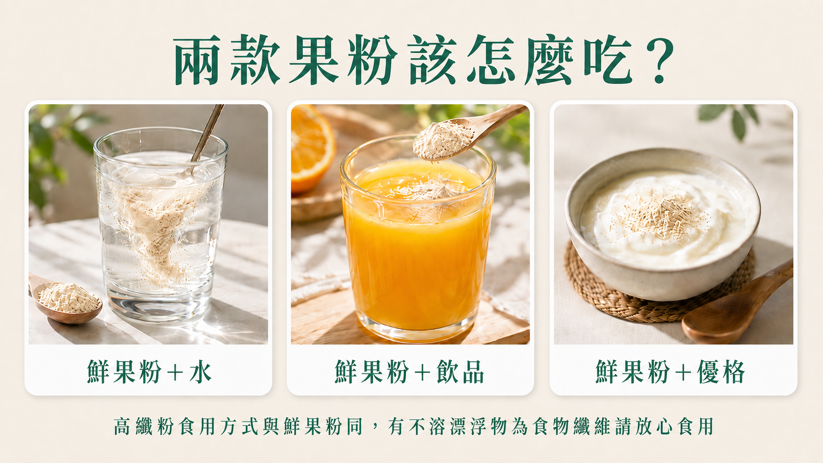 油甘粉三種吃法:常溫水沖泡、氣泡水果汁特調、加優格當點心