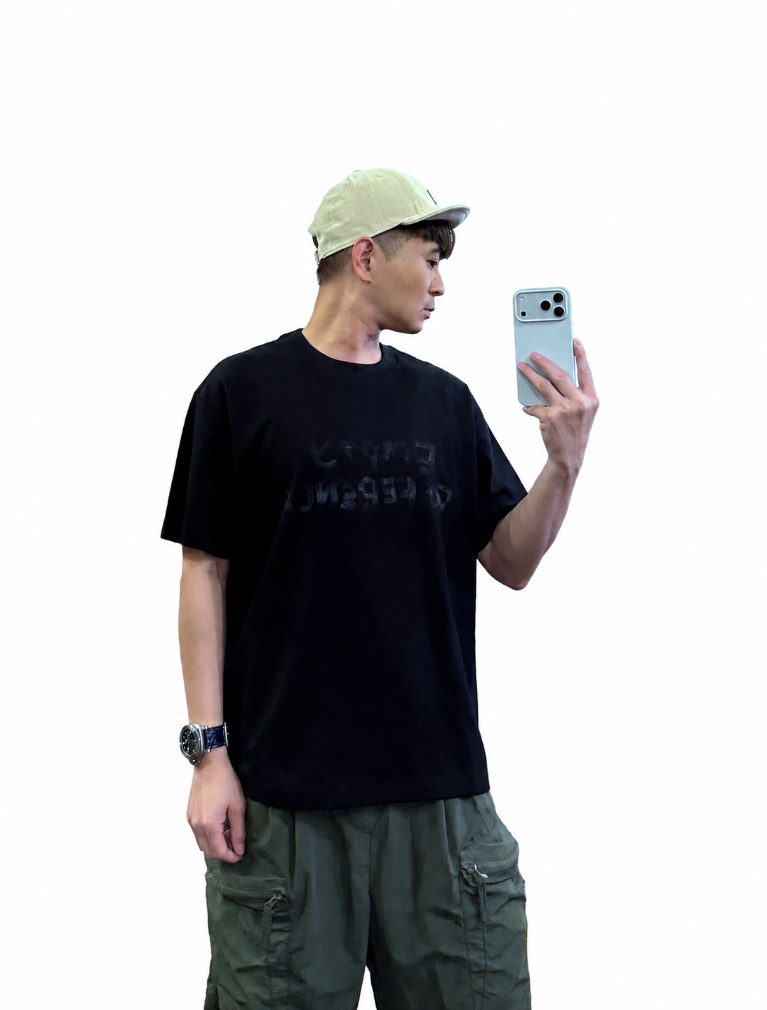 『新品上市』重磅手繪英字殘影短T(NOF2604Z8130)-黑