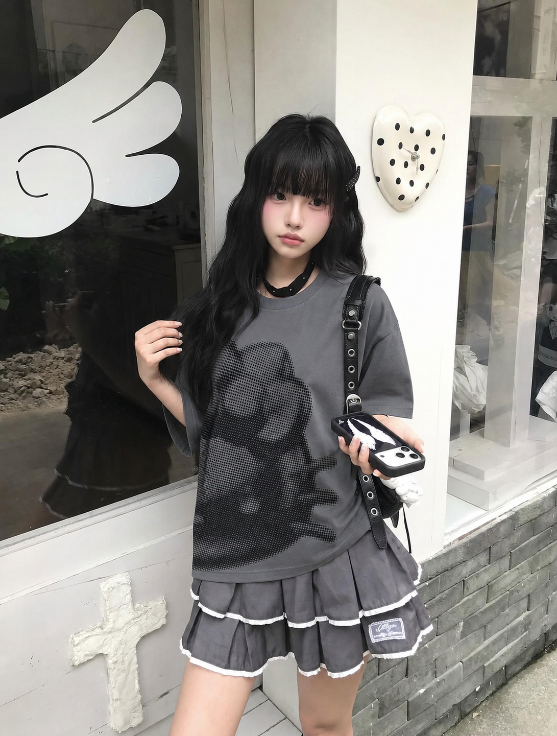Hello Kitty T-Shirt_Halftone 03 Hello Kitty 金屬 點點 短T