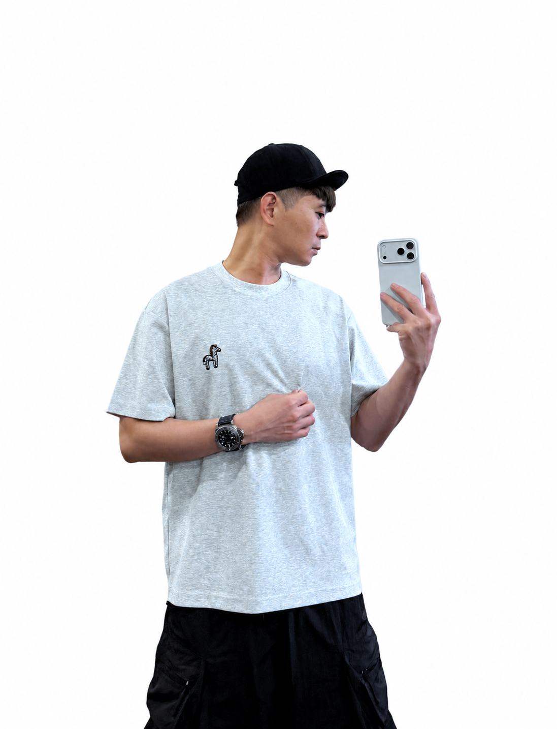 『新品上市』重磅搖滾斑馬刺繡短T(NOF2604Z8003)-淺灰