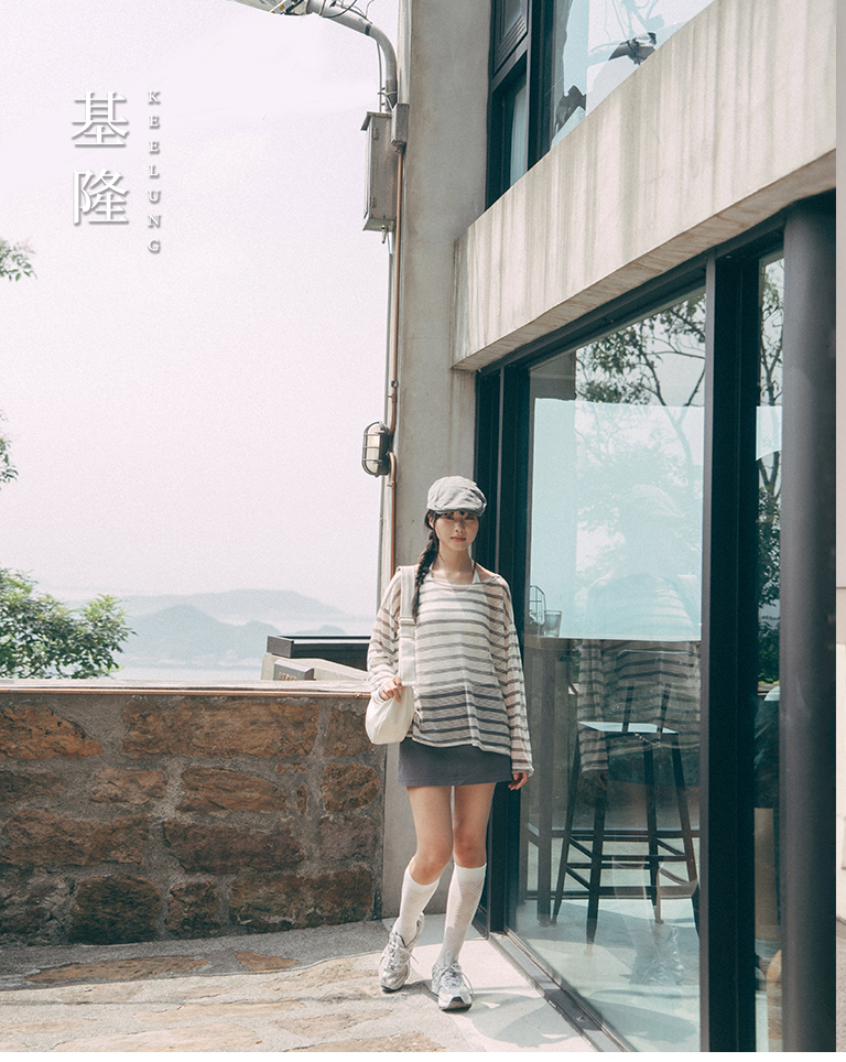 Striped, tie-up, sheer long-sleeved cover-up top, available in two colors.【01099949】in stock+pre-order