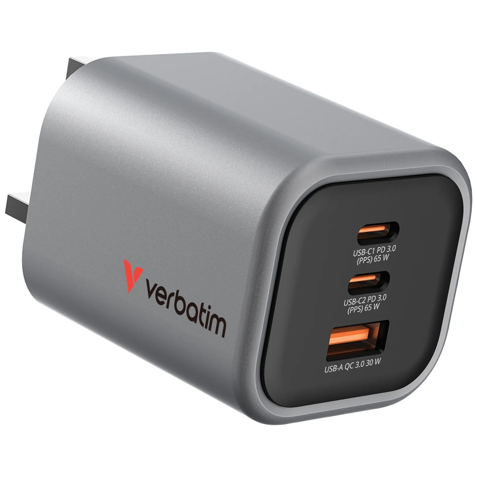 升級版 Verbatim 3端口 65W PD 3.0 USB GaN充電器 (可折疊)