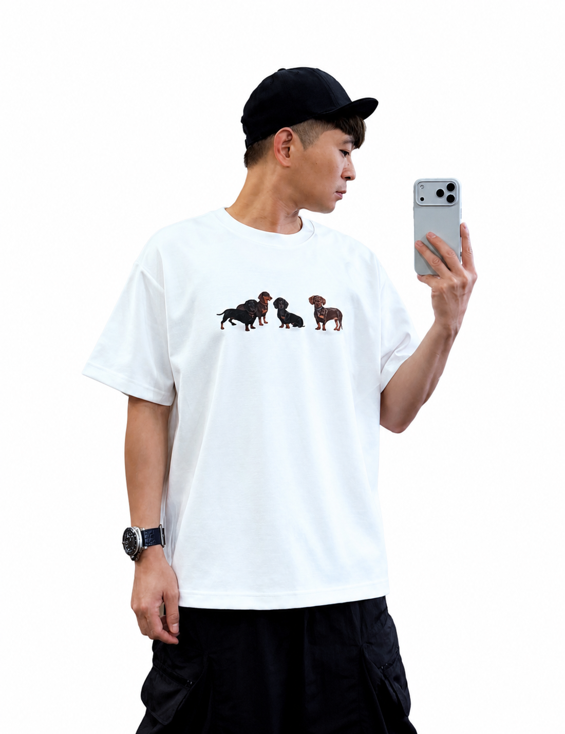 『新品上市』重磅夜色犬影短T(NOF2604Z8036)-白