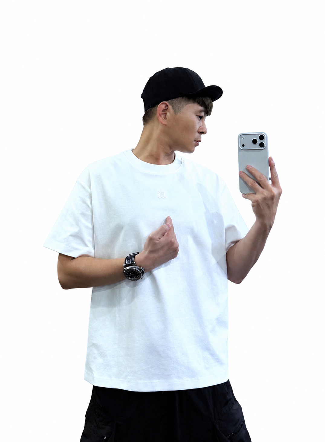 『新品上市』重磅B暗紋刺繡字標短T(NOF2604Z8062)-白