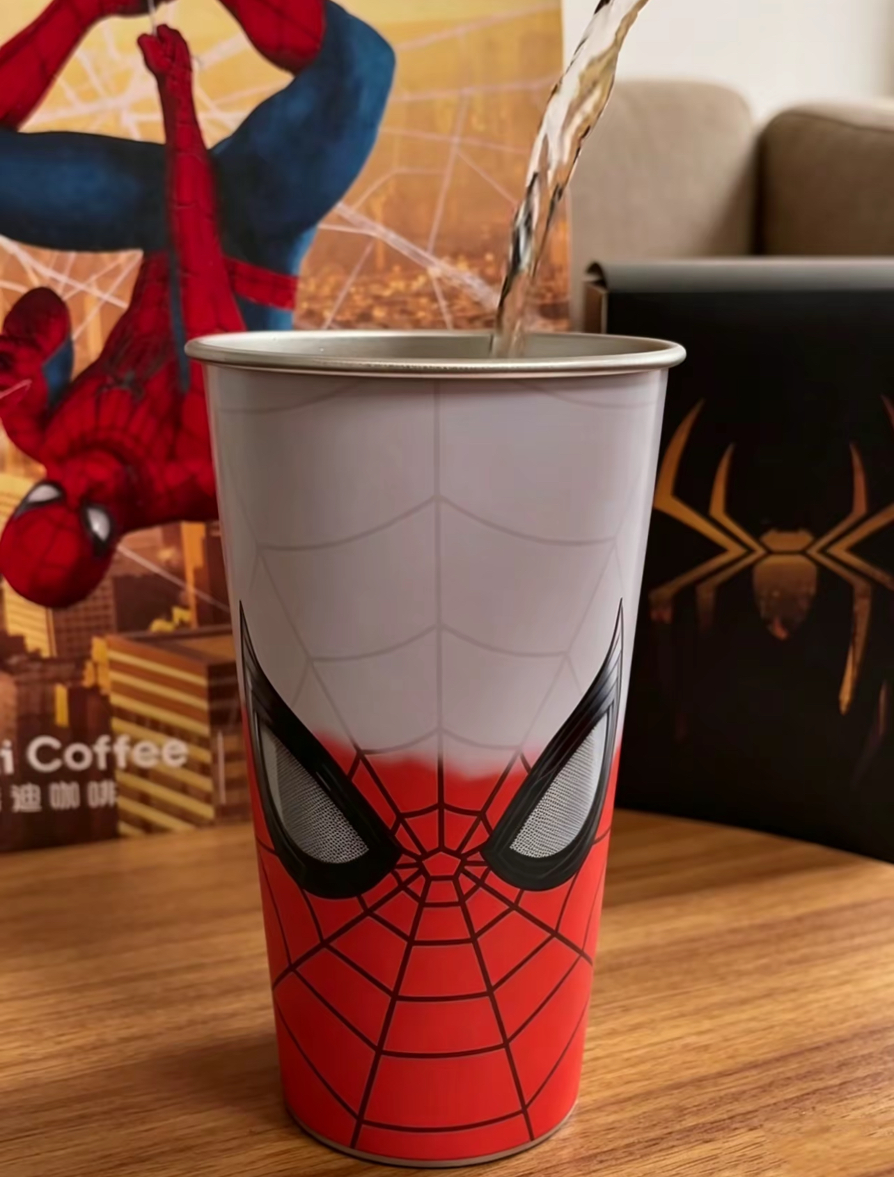 代購-〈蜘蛛人系列〉MARVEL漫威 聯名款 馬克杯 蜘蛛人 面具圖案 冷變杯 700ml