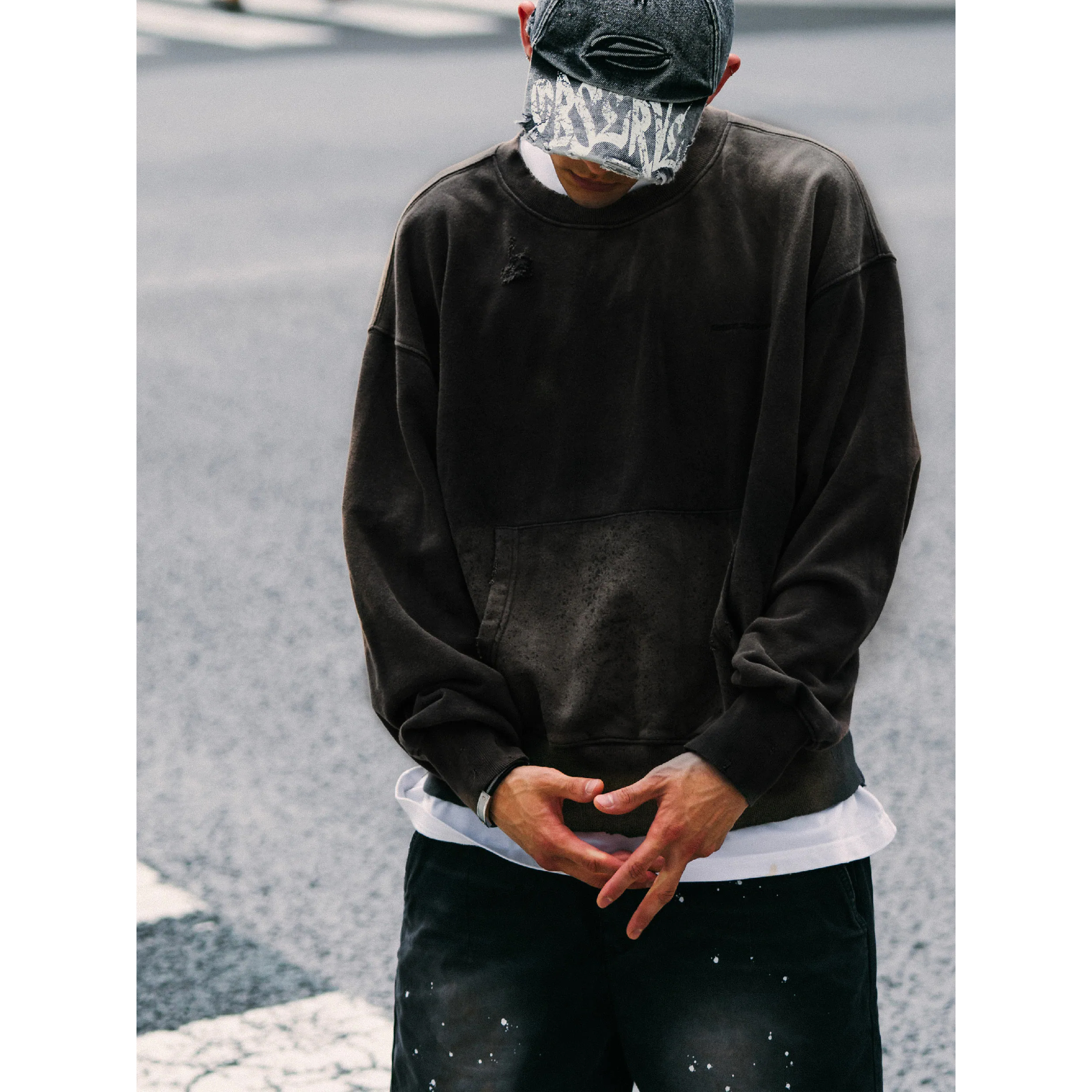 SENSE Distressed Crew Neck [M24-50]
